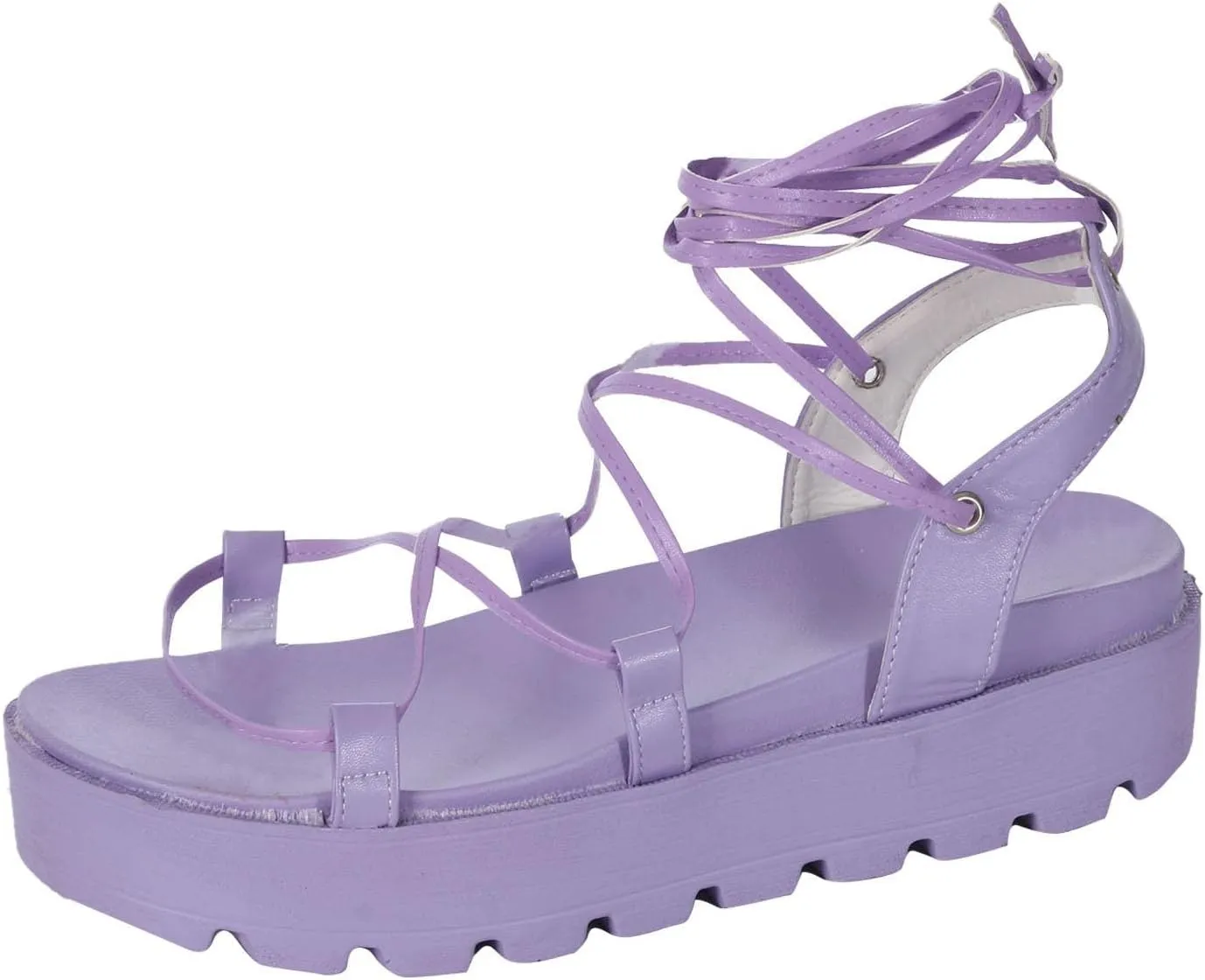 Summer Womens Strappy Platform Sandals Fashion Casual Cross Straps Lace Up Open Toe Non-Slip Sandals Comfortable Outdoor Ladies Shoes Sandalias