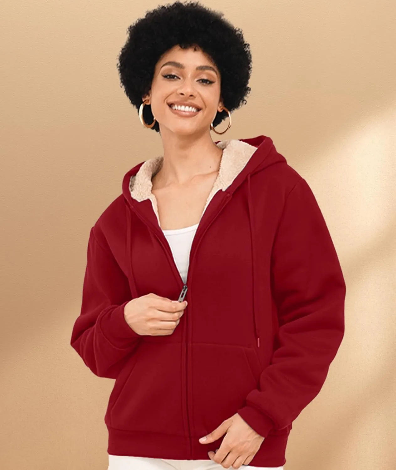 SWISSWELL Hoodies for Women Winter Fleece Sweatshirt - Full Zip Up Thick Sherpa Lined Hooded Jacket