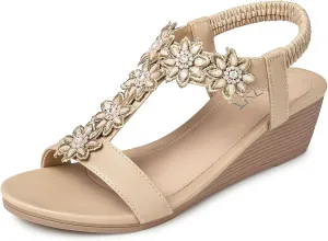 SWQZVT Women Sandals Wedge Low: Dressy Summer Sandal - Comfortable Hollow Out Sandals