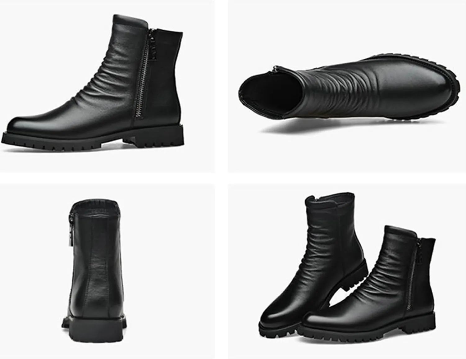 SywzX&xfybz Men's Cowhide Leather Boots Men Round Toe Chelsea Boots