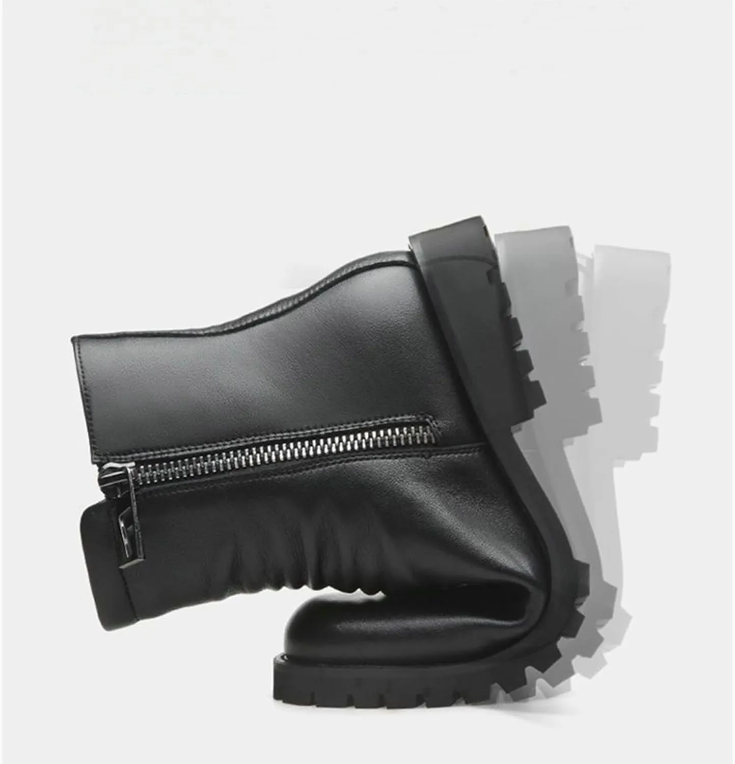 SywzX&xfybz Men's Cowhide Leather Boots Men Round Toe Chelsea Boots