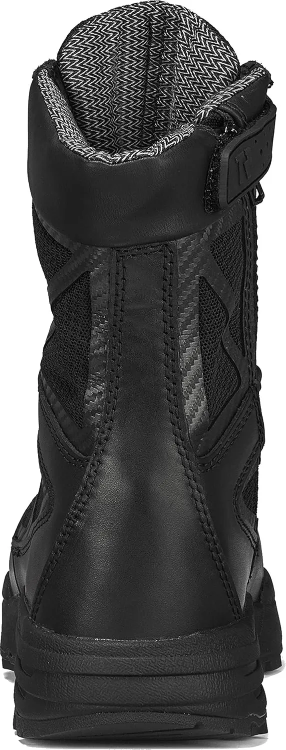 Tactical Research Chrome TR998Z WP CT 8” Waterproof Black Tactical Boots for Men with Zipper - Featuring Composite Safety Toe, BBP Membrane, and StreetNav Traction Outsole