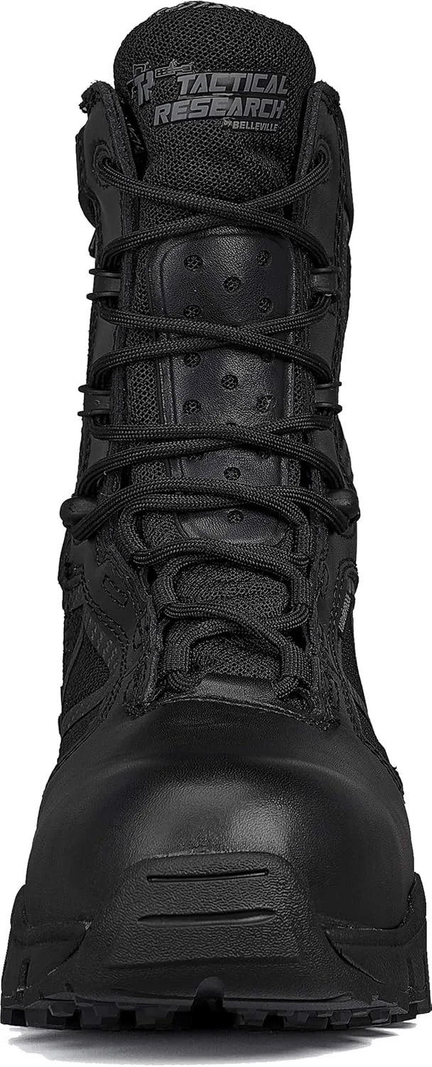 Tactical Research Chrome TR998Z WP CT 8” Waterproof Black Tactical Boots for Men with Zipper - Featuring Composite Safety Toe, BBP Membrane, and StreetNav Traction Outsole