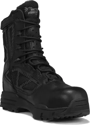 Tactical Research Chrome TR998Z WP CT 8” Waterproof Black Tactical Boots for Men with Zipper - Featuring Composite Safety Toe, BBP Membrane, and StreetNav Traction Outsole