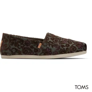TOMS Women Alpargata Basil Green Floral Brocade Slip On