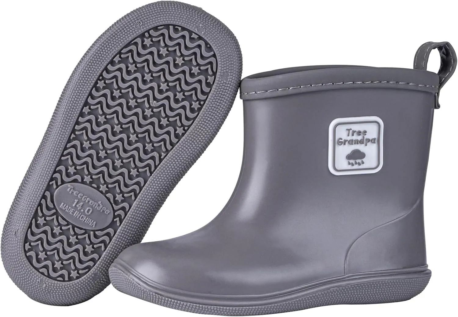 Tree Grandpa Toddler Rain Boots Baby Kids Easy-on Rain shoes Children Waterproof Shoes for Boys Girls(1-6 Years)