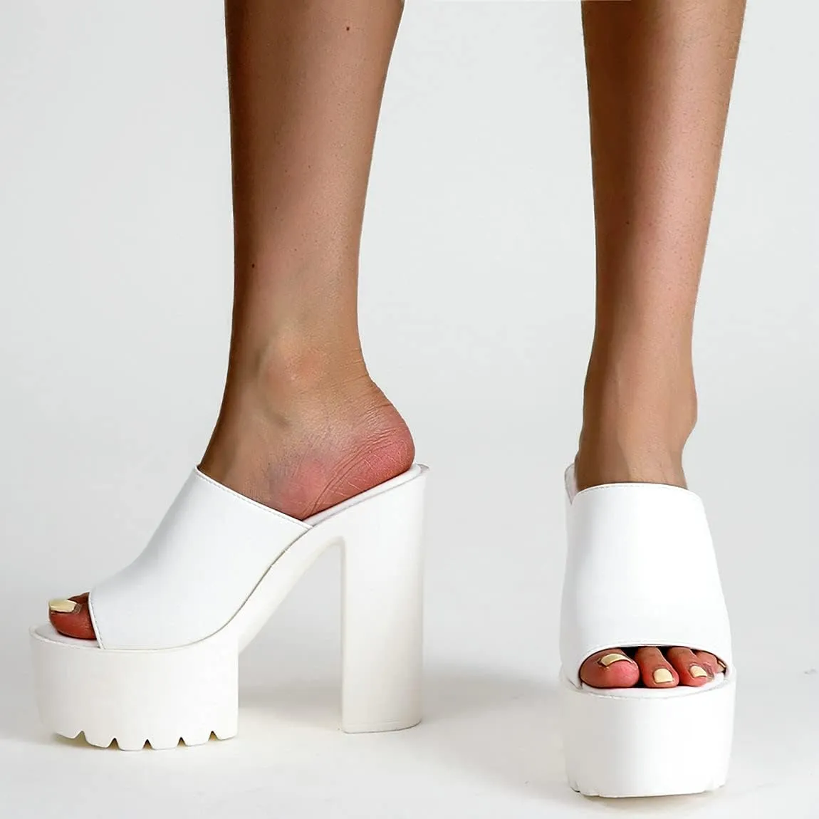 Trendenzy Womens Chunky Platform Slide Sandals Open Toe Slip On Slippers Sexy Mule High Heels