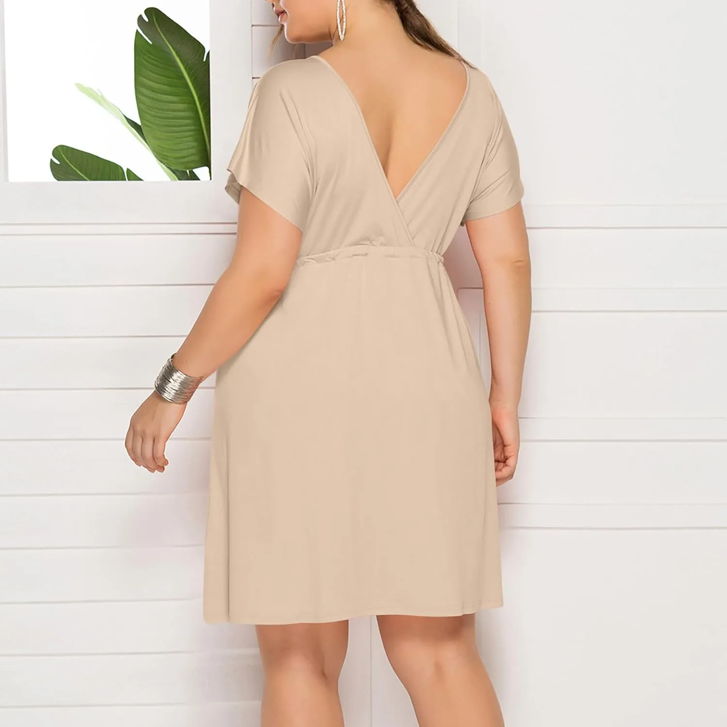 Trendy Ruffle Puff Sleeve Dresses for Women Sexy Deep V Neck with Belt Maxi Skirts Oversize Loose Comfy Dress Outside