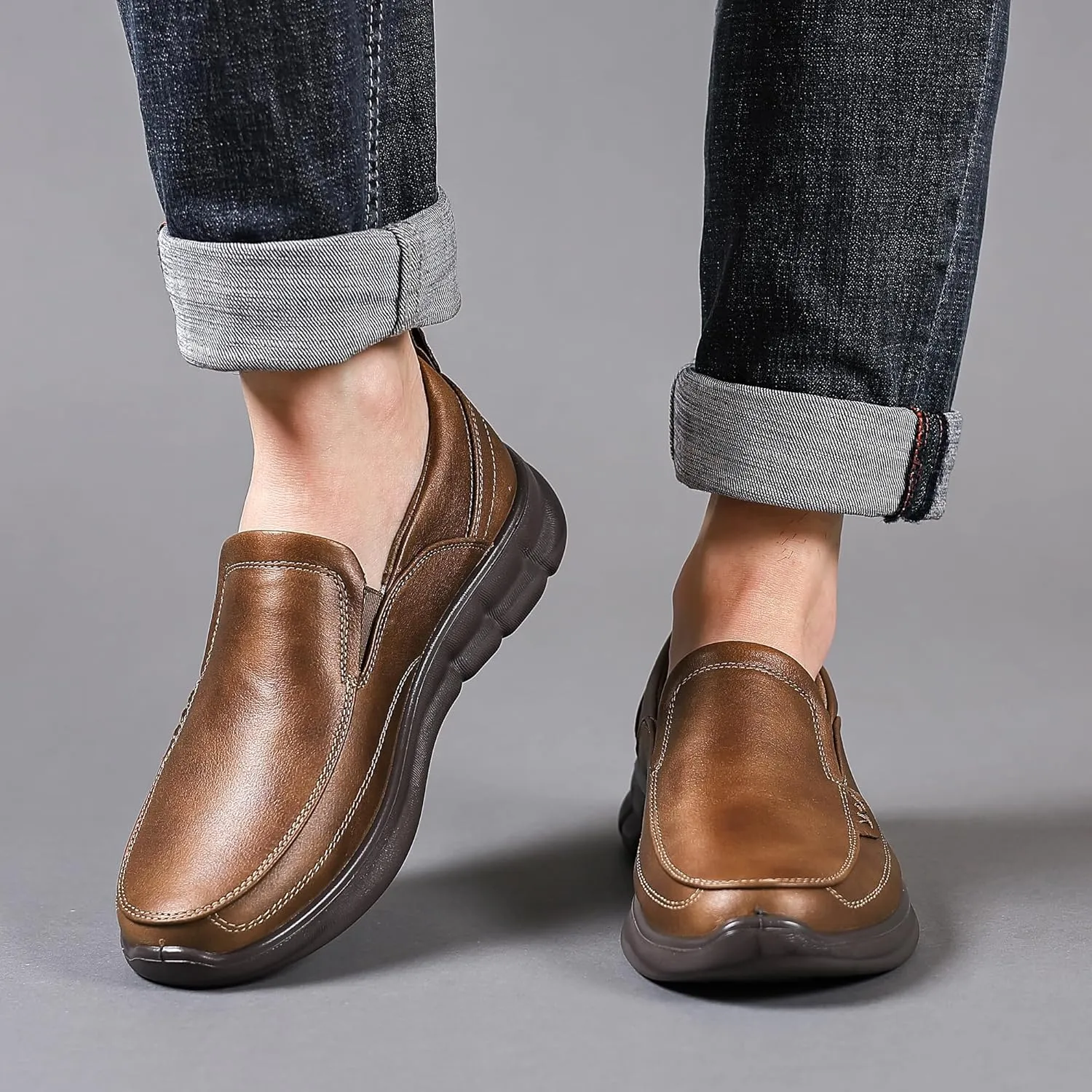 Trsorini Mens Slip-on Casual Loafers Shoes Classic Bussiness Lightweight Soft Shoes Office Comfortable for Male