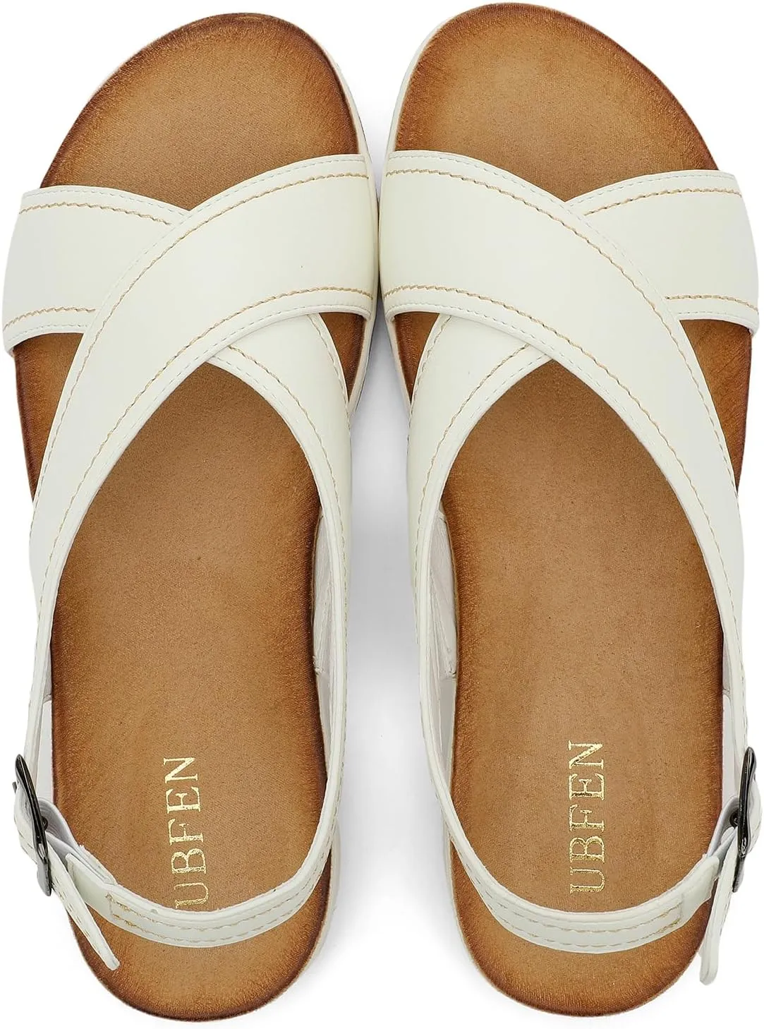 UBFEN Womens Flat Sandals Arch Support Open Toe Adjustable Slingback Cross Strap Dressy Casual Comfortable Summer Shoes