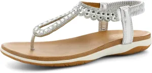 UBFEN Womens Flat Sandals Dress Braided T-Strap Thong Sandals with Arch Support Comfortable for Walking