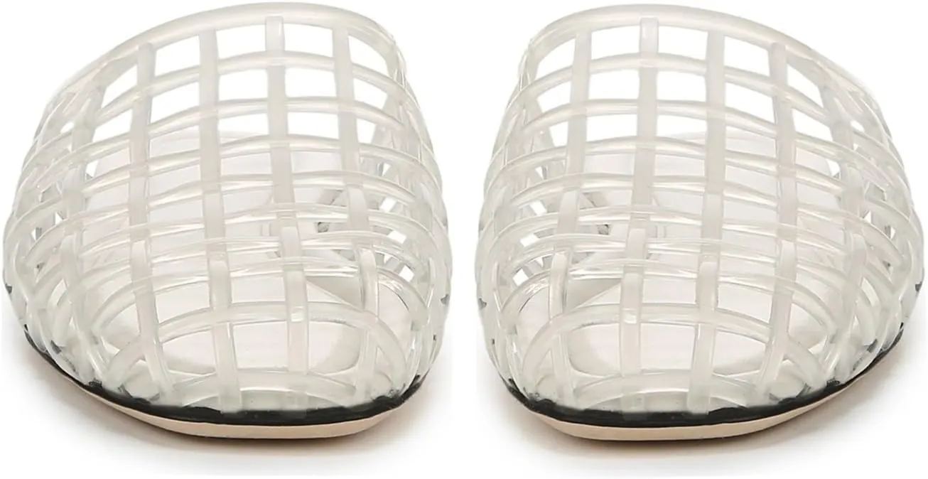 UBWDU Womens Clear Jelly Shoes Slip on Closed Toe Jelly Mesh Flats Sandals Slides Comfortable Summer Beach Slippers