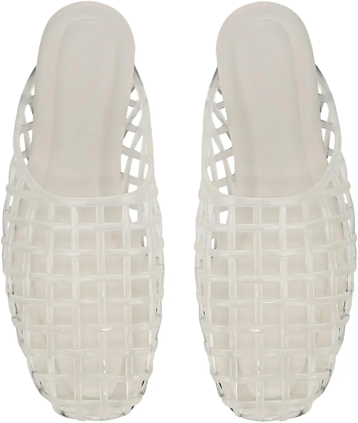 UBWDU Womens Clear Jelly Shoes Slip on Closed Toe Jelly Mesh Flats Sandals Slides Comfortable Summer Beach Slippers