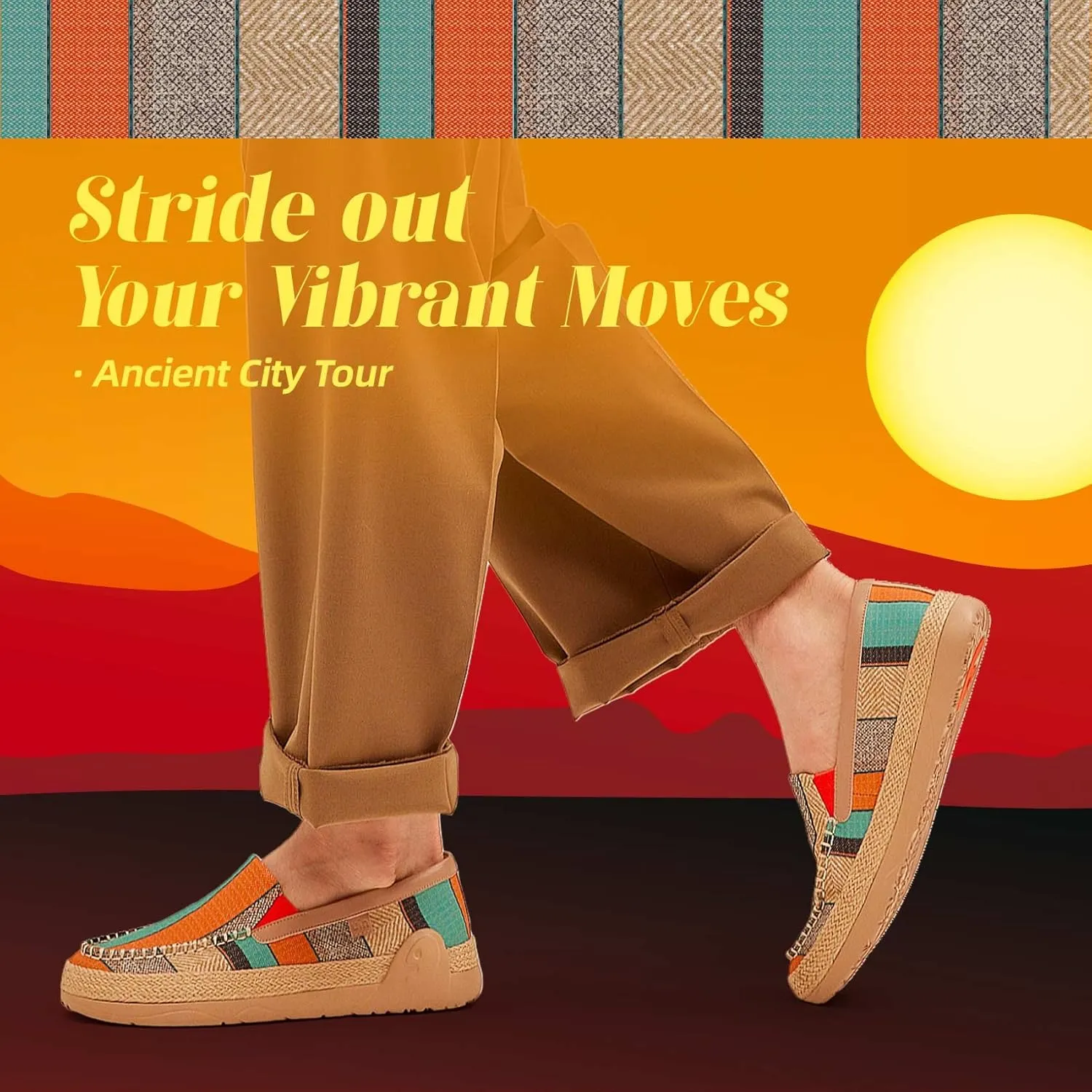 UIN Men's Espadrilles Slip OnsLightweight Walking Casual Loafers Comfortable Art Painted Travel Shoes Marbella Series