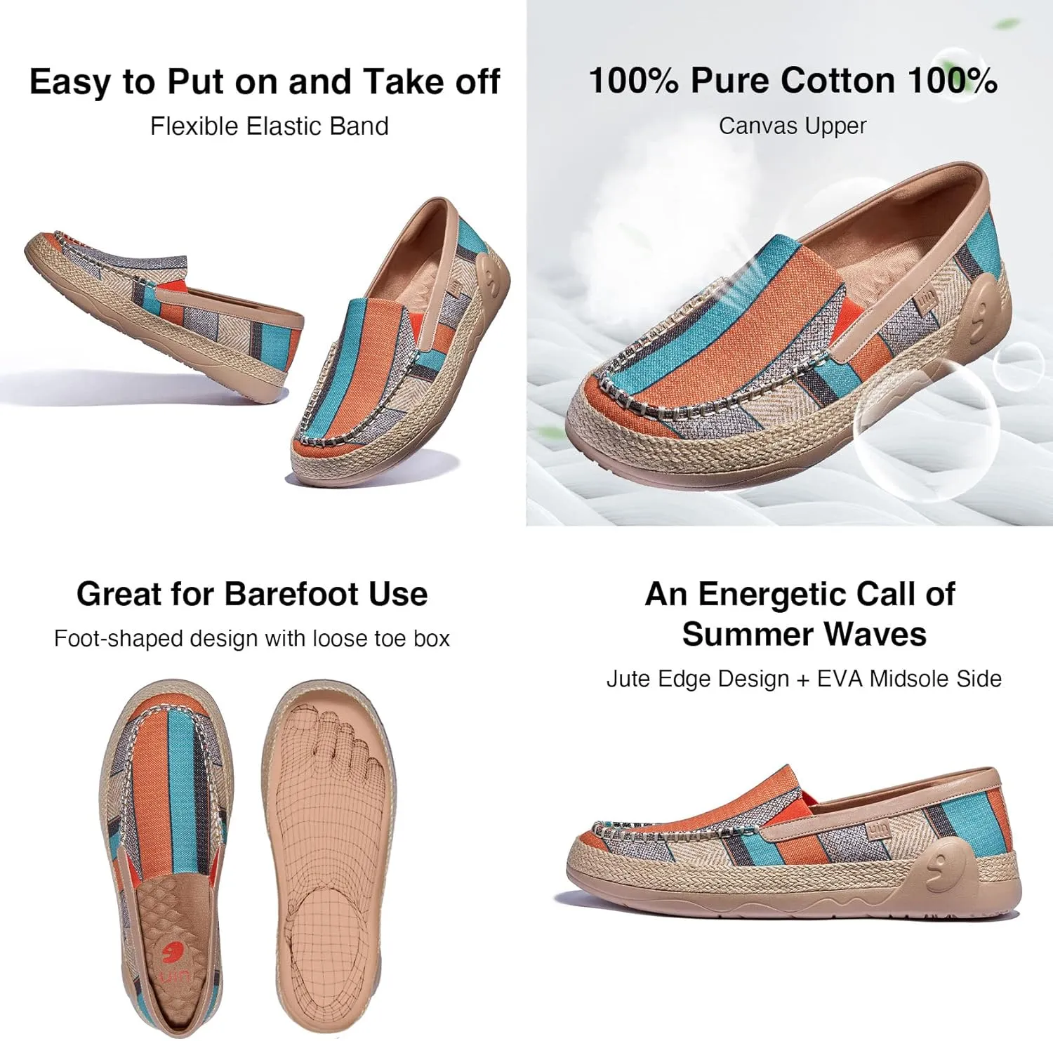 UIN Men's Espadrilles Slip OnsLightweight Walking Casual Loafers Comfortable Art Painted Travel Shoes Marbella Series