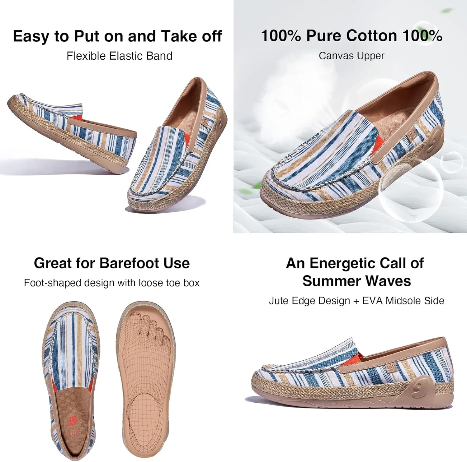 UIN Men's Espadrilles Slip OnsLightweight Walking Casual Loafers Comfortable Art Painted Travel Shoes Marbella Series