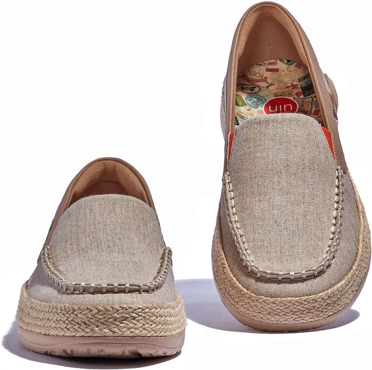 UIN Women's Espadrilles Slip On Lightweight Walking Casual Loafers Comfortable Art Painted Travel Shoes Marbella Series