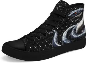 Unisex Snake Print Canvas High Top Sneakers, Lightweight Lace-Up Shoes for Walking, Outdoor Activities, and Daily Wear