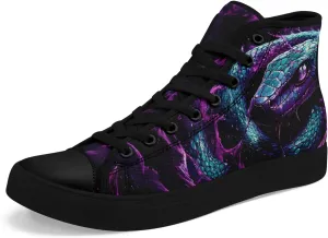 Unisex Snake Print Canvas High Top Sneakers, Lightweight Lace-Up Shoes for Walking, Outdoor Activities, and Daily Wear