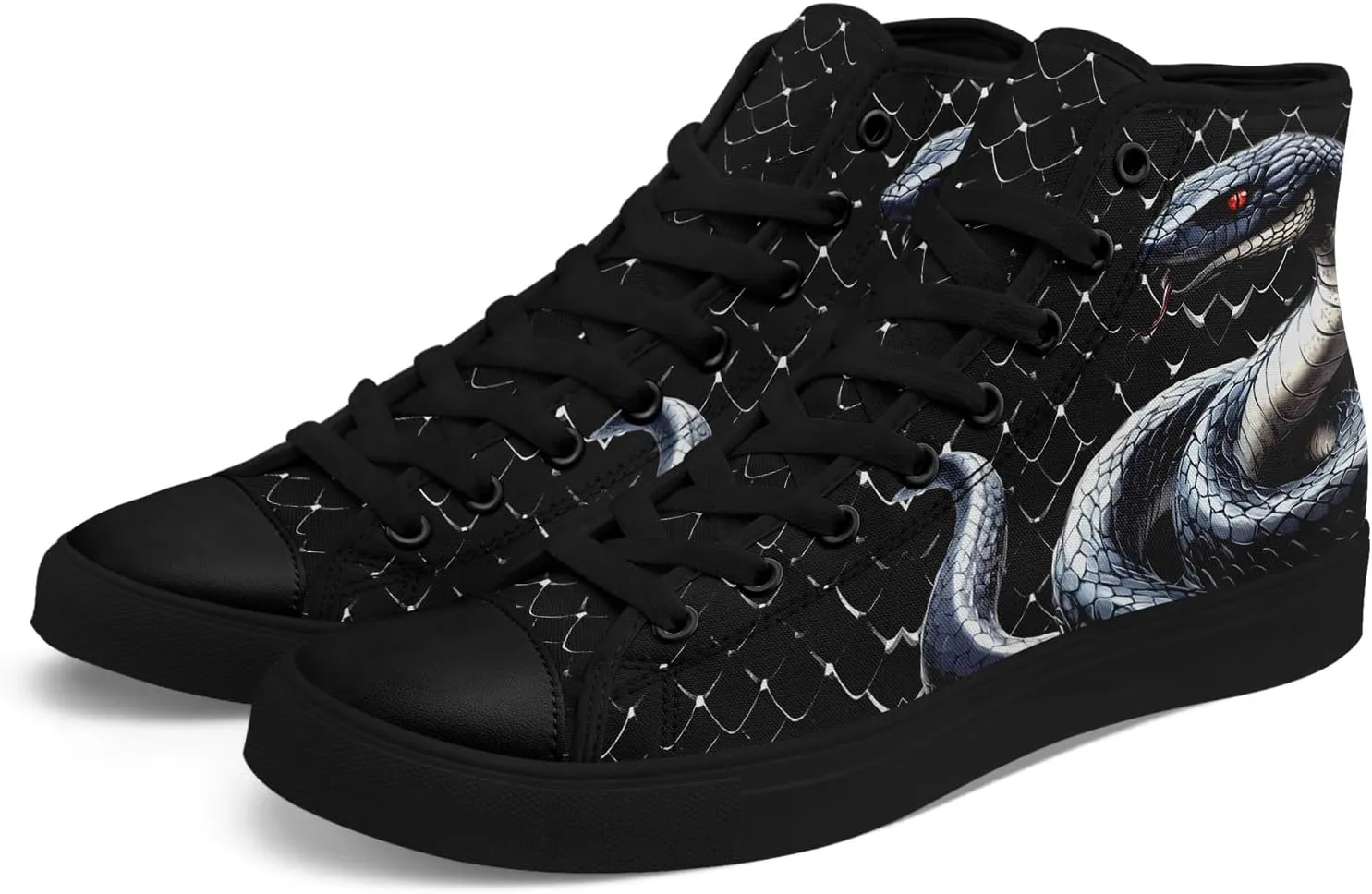 Unisex Snake Print Canvas High Top Sneakers, Lightweight Lace-Up Shoes for Walking, Outdoor Activities, and Daily Wear