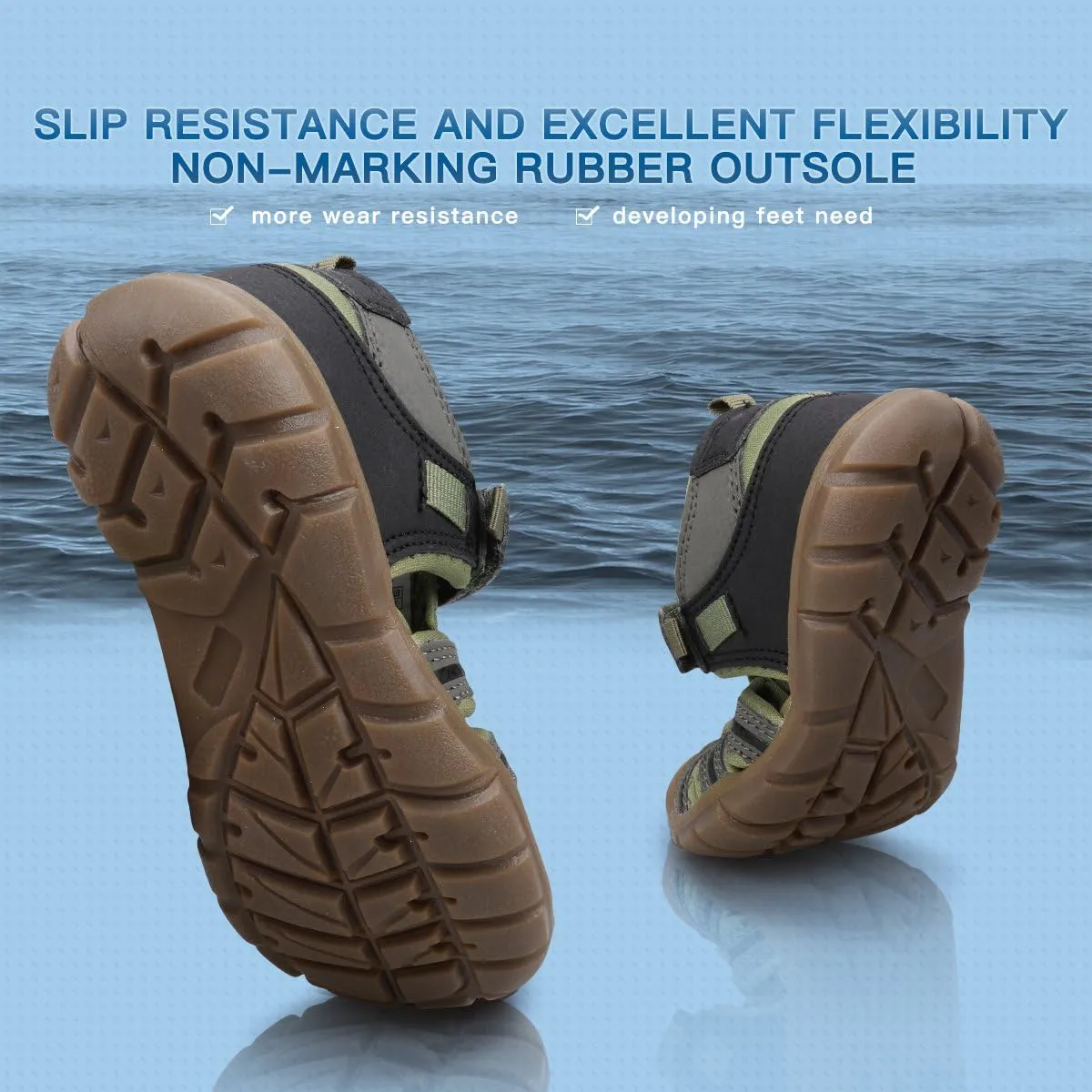 UOVO Boys Sandals Kids Sandals Hiking Athletic Closed-Toe Beach Summer Sandals for Boys Quick-Dry Slip Resistant