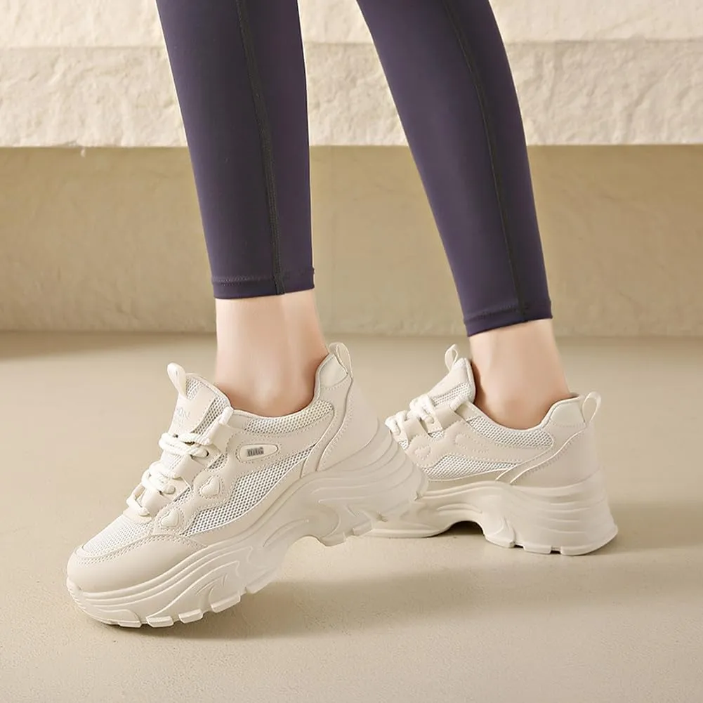 VAXAV Women's Stylish Chunky Shoes Breathable Mesh Platform Sneakers Casual Jogging Walking Shoes 5.5-8.5