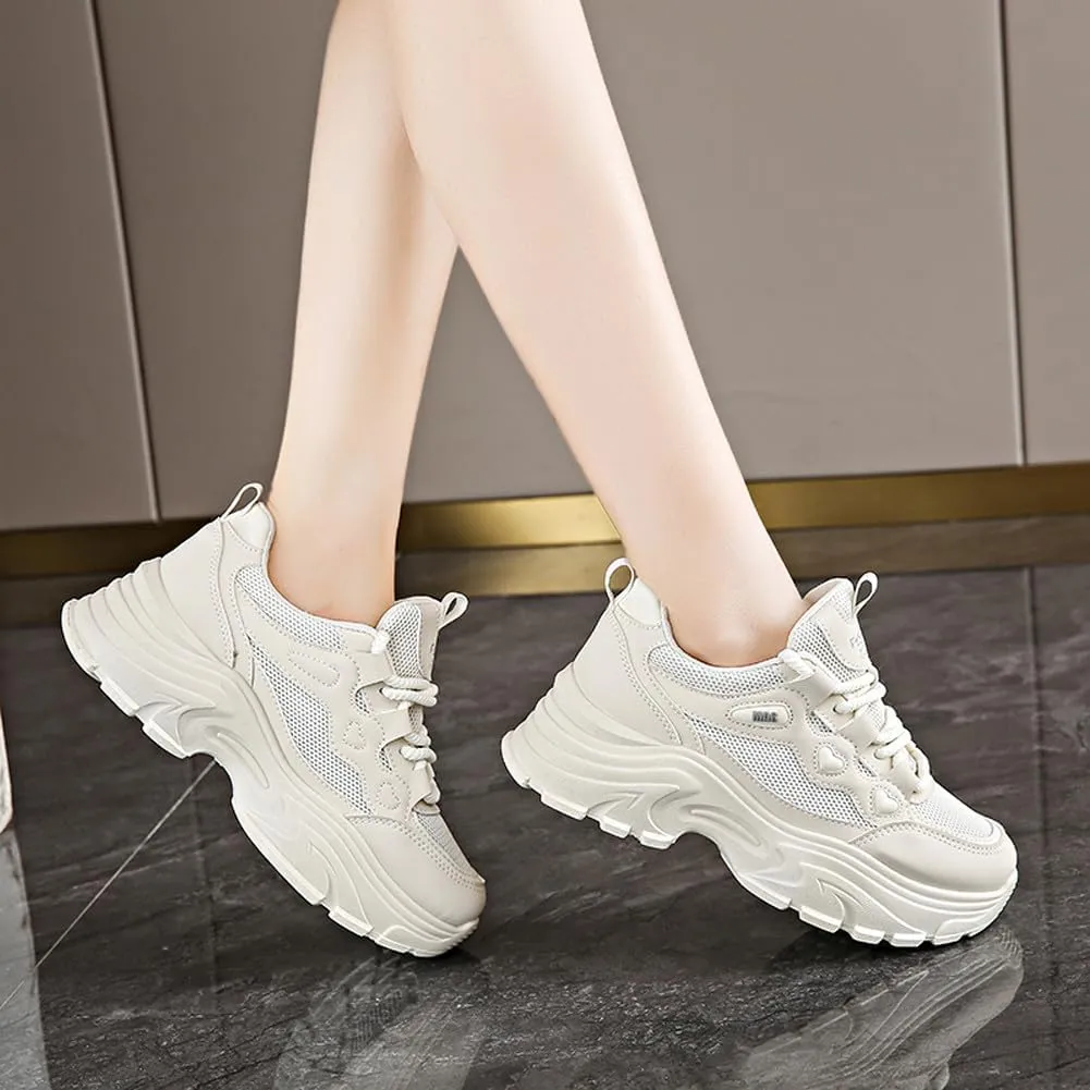 VAXAV Women's Stylish Chunky Shoes Breathable Mesh Platform Sneakers Casual Jogging Walking Shoes 5.5-8.5