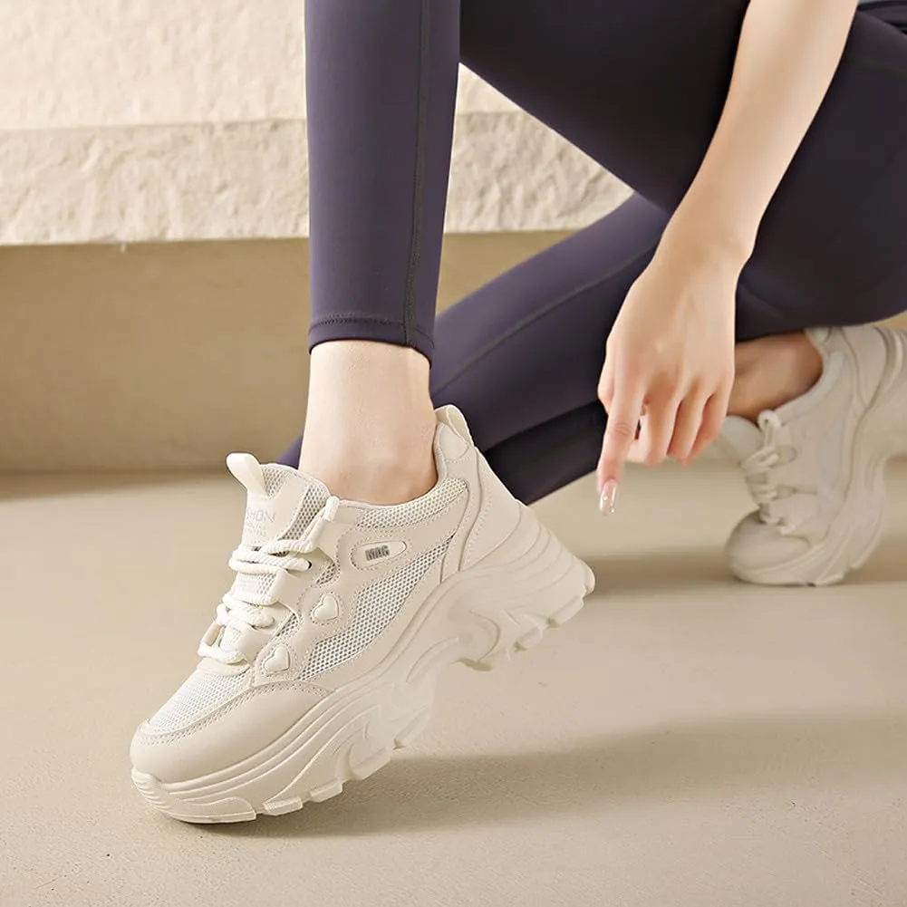 VAXAV Women's Stylish Chunky Shoes Breathable Mesh Platform Sneakers Casual Jogging Walking Shoes 5.5-8.5