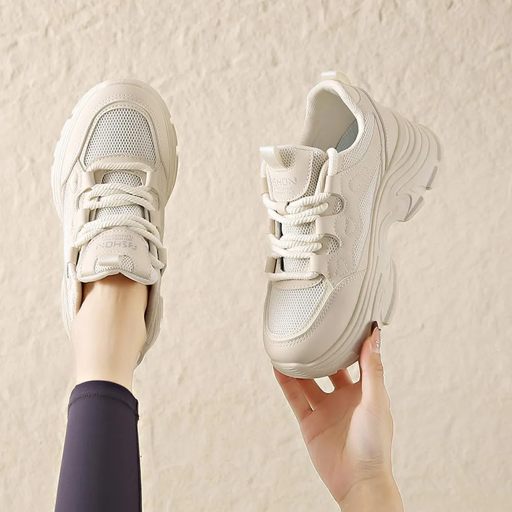 VAXAV Women's Stylish Chunky Shoes Breathable Mesh Platform Sneakers Casual Jogging Walking Shoes 5.5-8.5