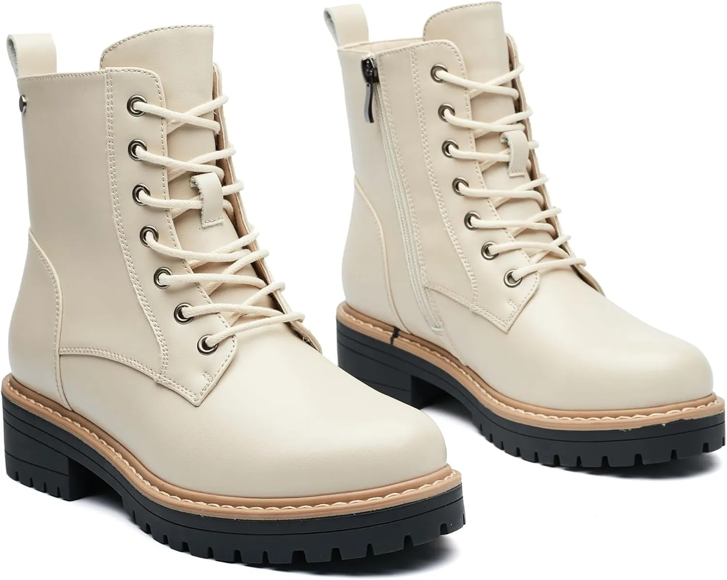 VERDASCO Womens Boots Ladies Casual Water-Resistant Lace Up With Zipper Inside Boots Fashion Round Toe Lug Sole Ankle Boots&Booties for Women