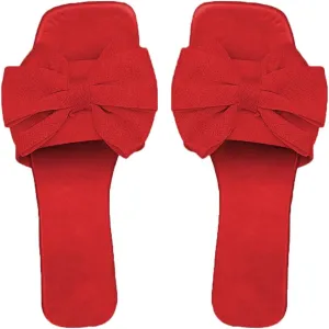 Verdusa Women's Bow Slide Sandals Open Toe Slip On Summer Flat Sandals