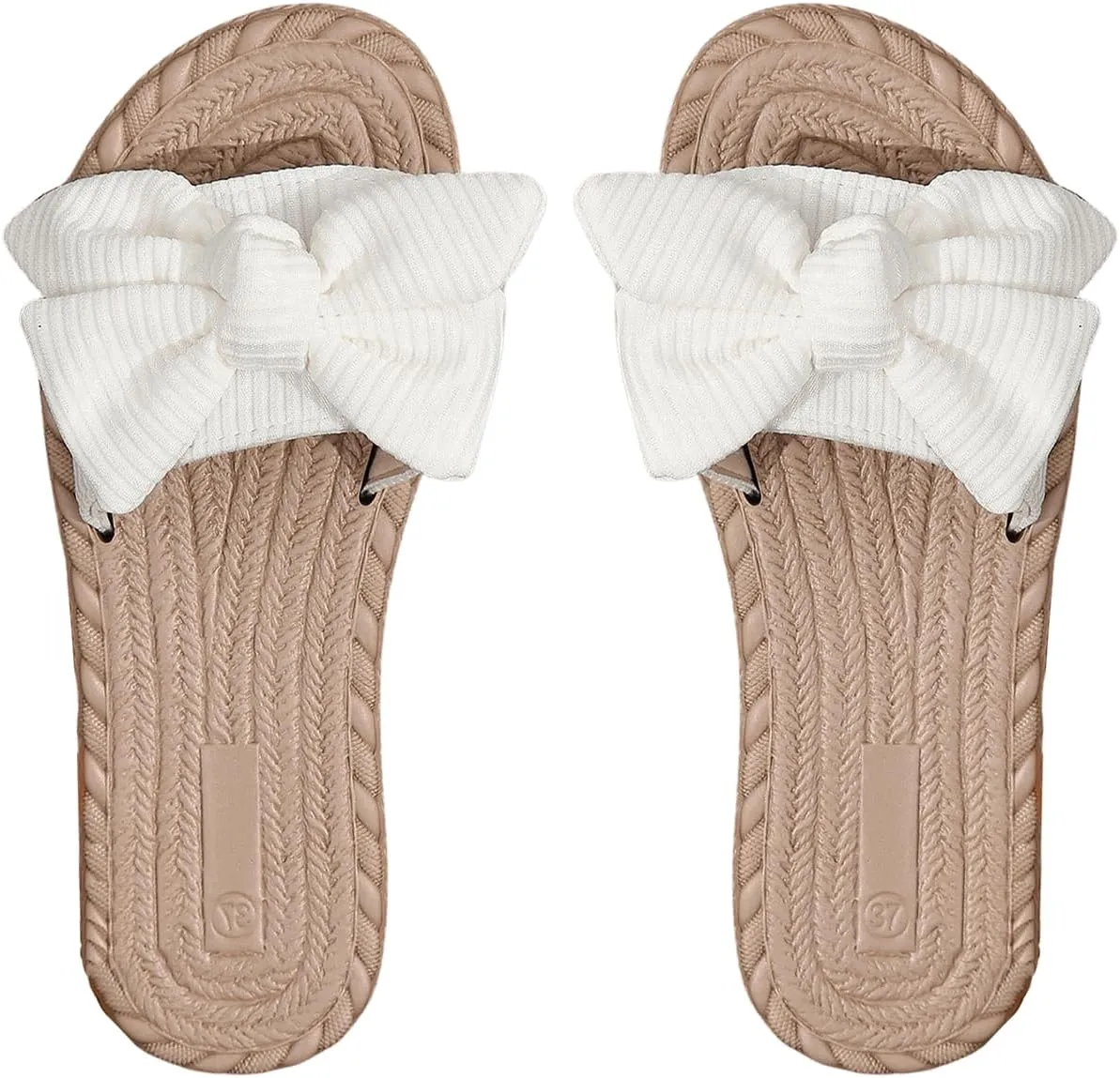 Verdusa Women's Summer Sandals Bow Open Toe Slides Slip On Flats
