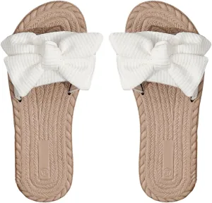 Verdusa Women's Summer Sandals Bow Open Toe Slides Slip On Flats