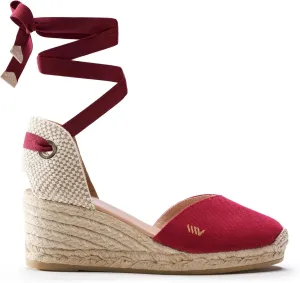 VISCATA Gava Canvas Wedge Handmade 2 ½” Heel Women's Sandals with Breathable Cotton Canvas V-cut Vamp and 100% Natural Jute Midsole for all Casual Occasions