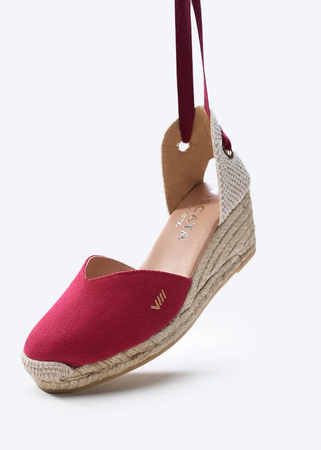 VISCATA Gava Canvas Wedge Handmade 2 ½” Heel Women's Sandals with Breathable Cotton Canvas V-cut Vamp and 100% Natural Jute Midsole for all Casual Occasions