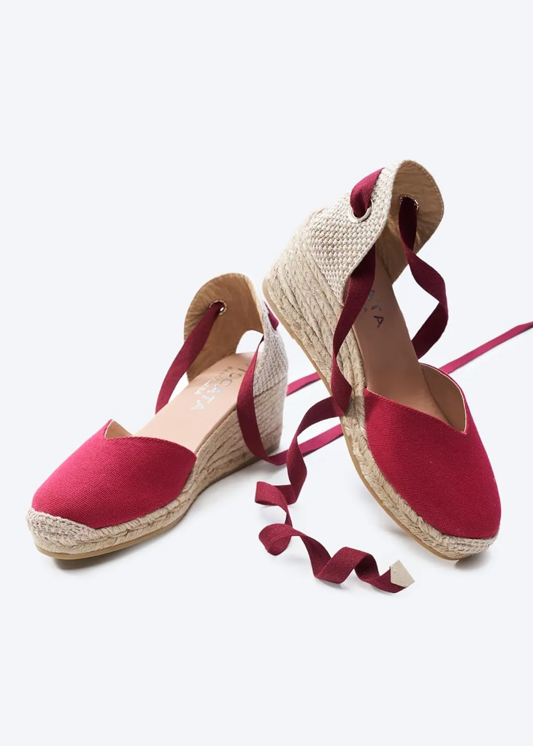 VISCATA Gava Canvas Wedge Handmade 2 ½” Heel Women's Sandals with Breathable Cotton Canvas V-cut Vamp and 100% Natural Jute Midsole for all Casual Occasions