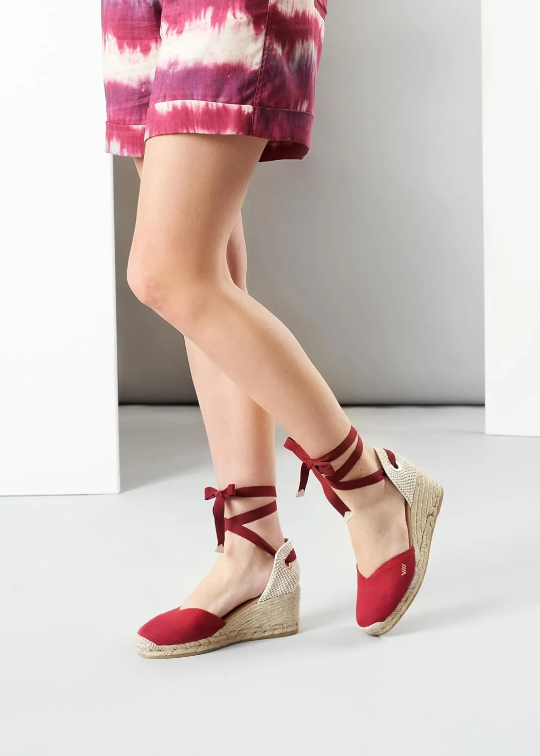 VISCATA Gava Canvas Wedge Handmade 2 ½” Heel Women's Sandals with Breathable Cotton Canvas V-cut Vamp and 100% Natural Jute Midsole for all Casual Occasions