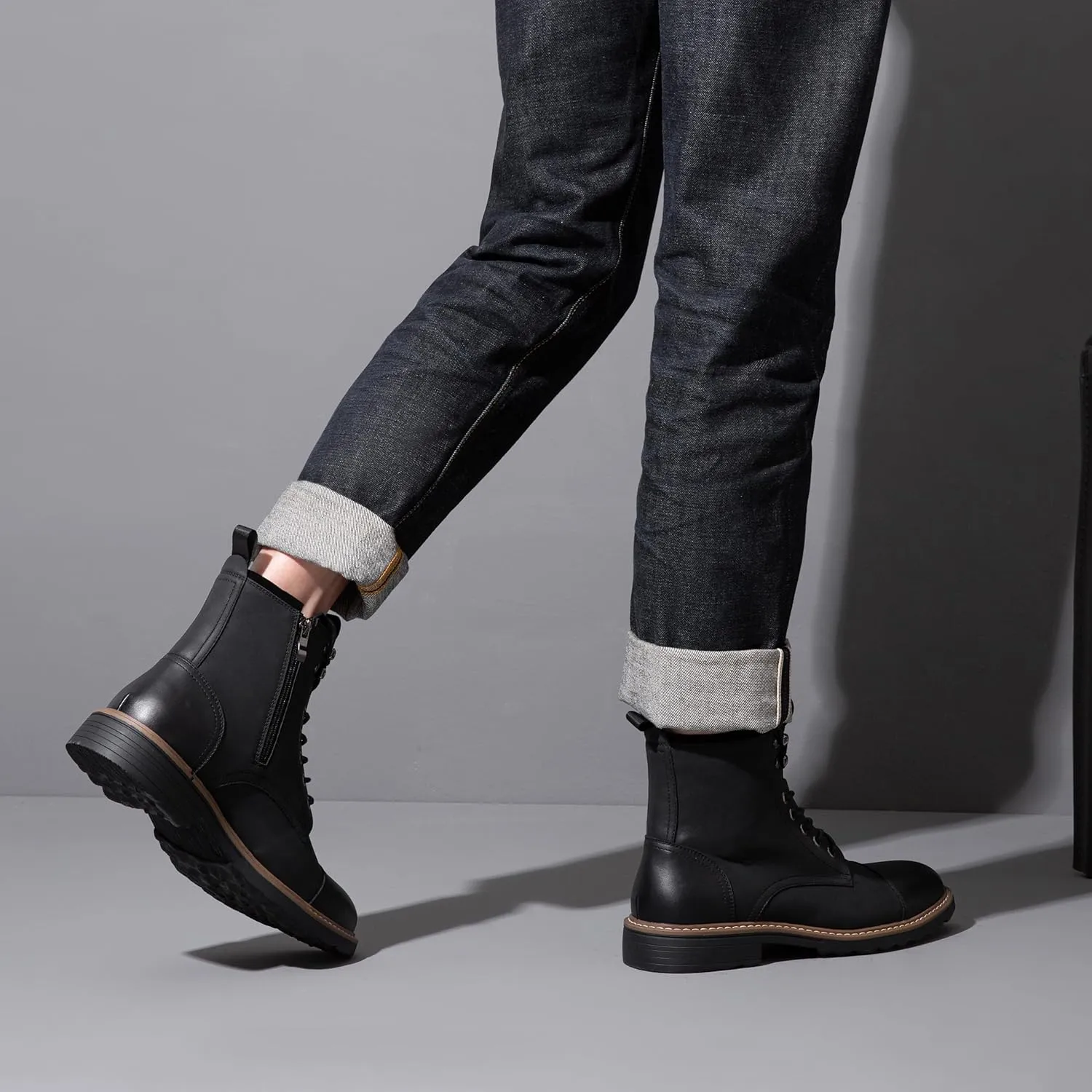 Vostey Mens Boots Motorcycle Casual Boots for Men Zipper Fashion Chukka Boots Mens