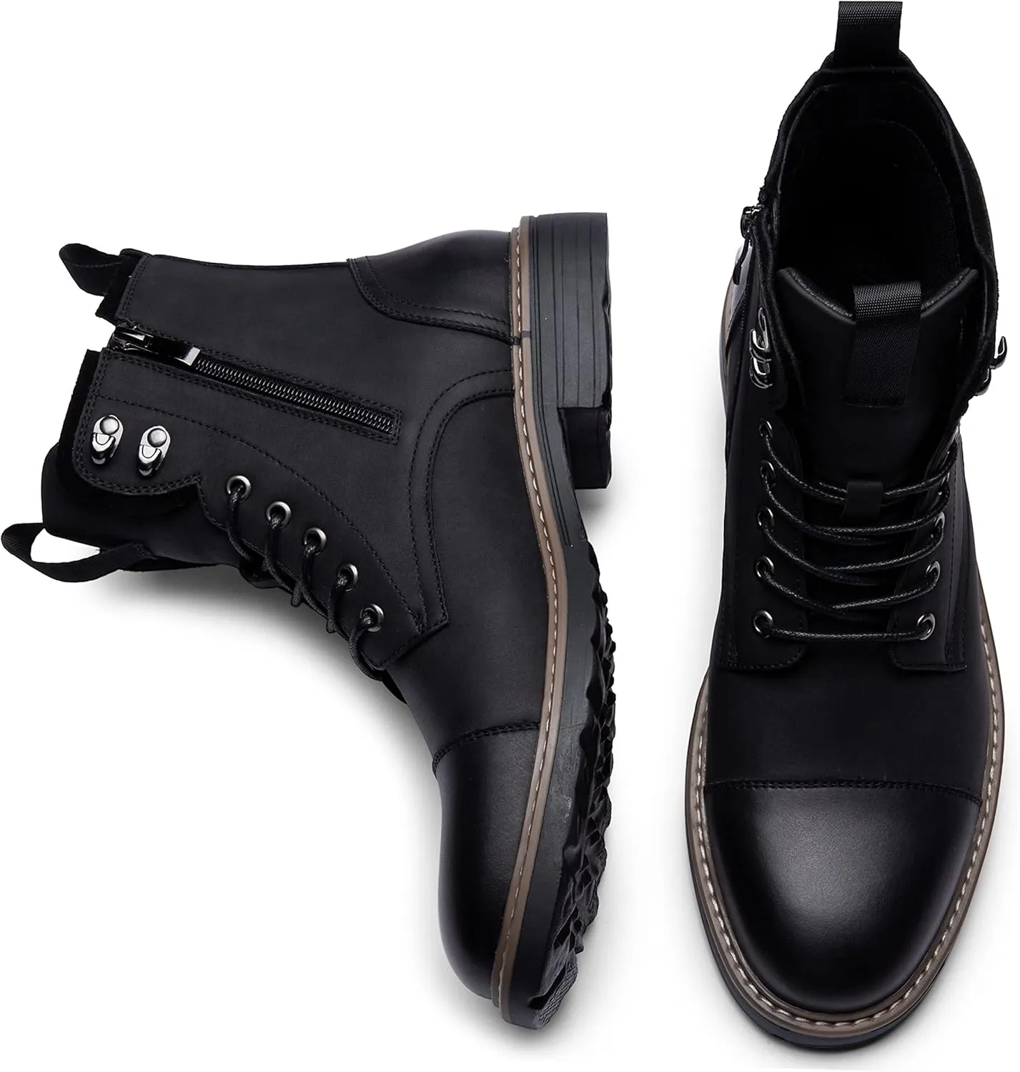 Vostey Mens Boots Motorcycle Casual Boots for Men Zipper Fashion Chukka Boots Mens
