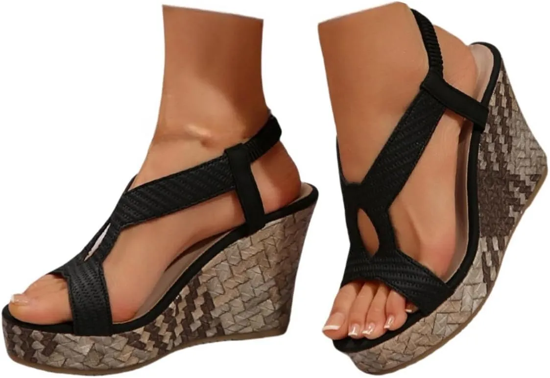 Wedge Sandals for Women 2025,Womens Dressy Summer Platform Sandals,Comfortable Open-Toe Footwear with Ankle Strap Sandals Casual Wedges Heels Cork Walking Strappy Sandals Orthopedic Shoes