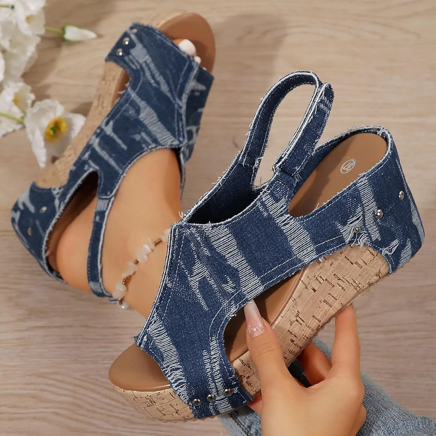 Wedge Sandals for Women 2025,Womens Dressy Summer Platform Sandals,Comfortable Open-Toe Footwear with Ankle Strap Sandals Casual Wedges Heels Cork Walking Strappy Sandals Orthopedic Shoes
