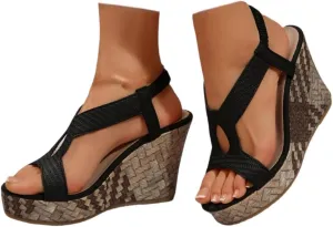 Wedge Sandals for Women 2025,Womens Dressy Summer Platform Sandals,Comfortable Open-Toe Footwear with Ankle Strap Sandals Casual Wedges Heels Cork Walking Strappy Sandals Orthopedic Shoes