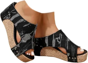 Wedge Sandals for Women 2025,Womens Dressy Summer Platform Sandals,Comfortable Open-Toe Footwear with Ankle Strap Sandals Casual Wedges Heels Cork Walking Strappy Sandals Orthopedic Shoes