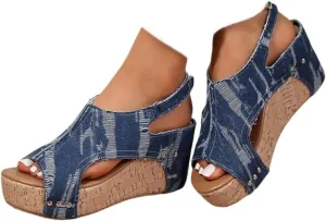 Wedge Sandals for Women 2025,Womens Dressy Summer Platform Sandals,Comfortable Open-Toe Footwear with Ankle Strap Sandals Casual Wedges Heels Cork Walking Strappy Sandals Orthopedic Shoes