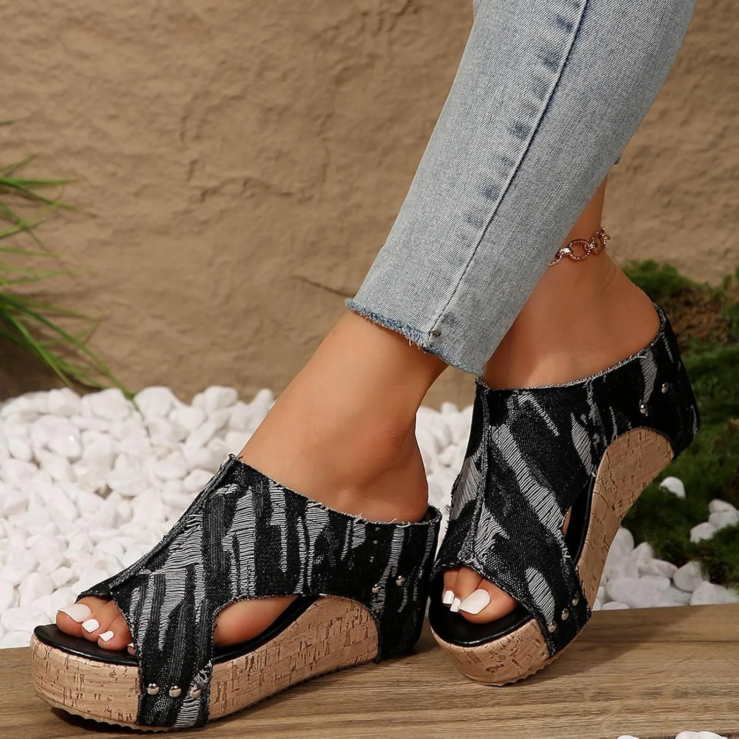 Wedge Sandals for Women 2025,Womens Dressy Summer Platform Sandals,Comfortable Open-Toe Footwear with Ankle Strap Sandals Casual Wedges Heels Cork Walking Strappy Sandals Orthopedic Shoes