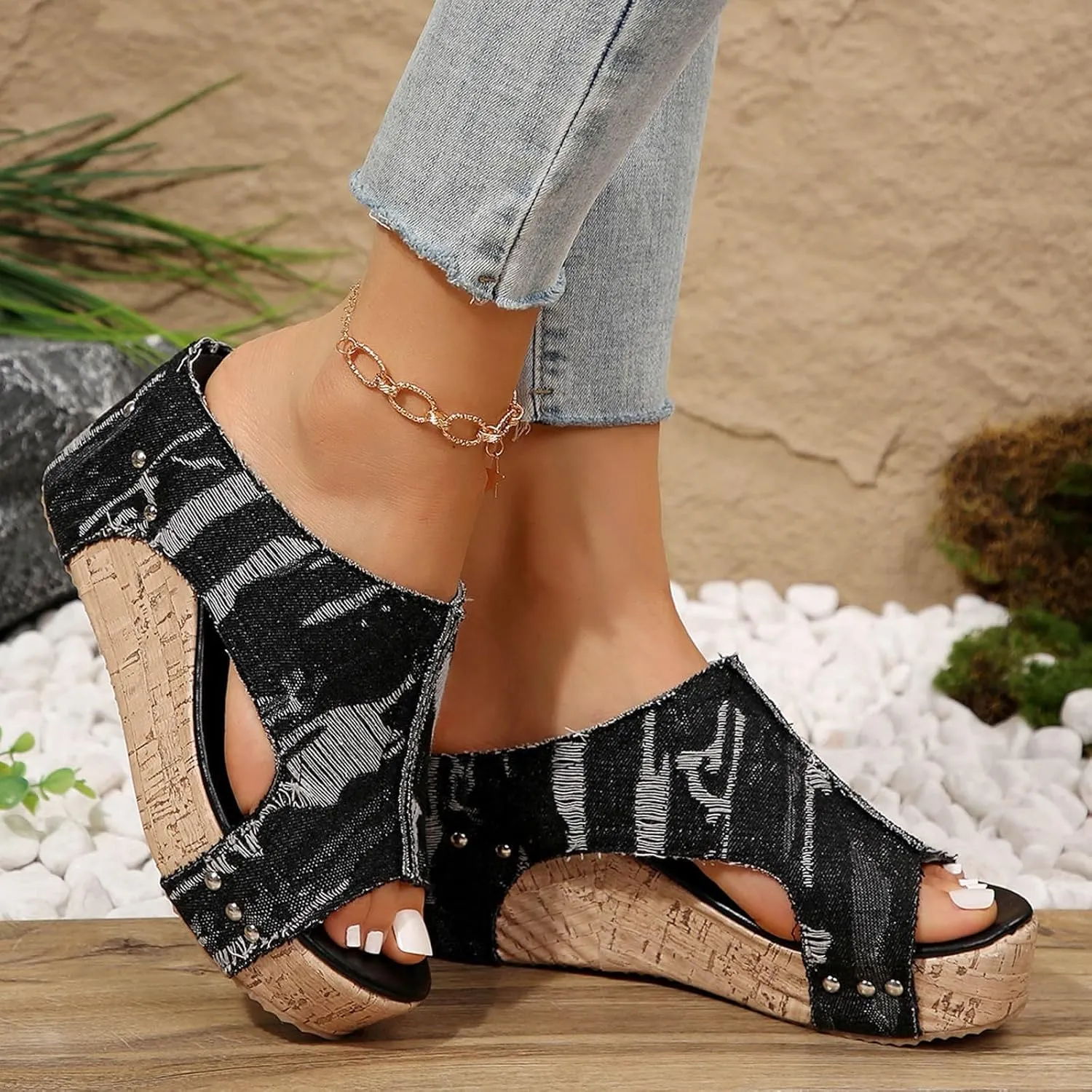 Wedge Sandals for Women 2025,Womens Dressy Summer Platform Sandals,Comfortable Open-Toe Footwear with Ankle Strap Sandals Casual Wedges Heels Cork Walking Strappy Sandals Orthopedic Shoes