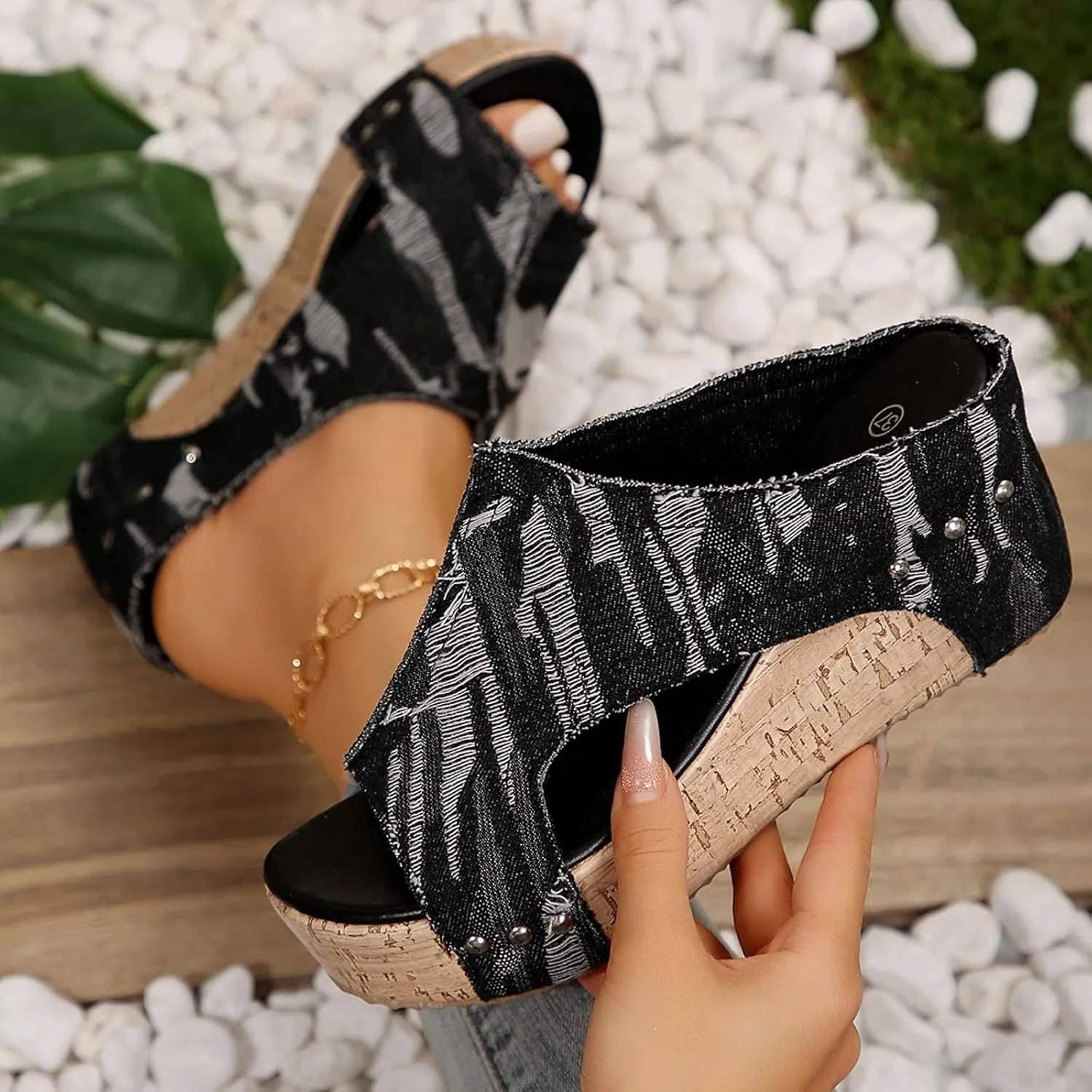 Wedge Sandals for Women 2025,Womens Dressy Summer Platform Sandals,Comfortable Open-Toe Footwear with Ankle Strap Sandals Casual Wedges Heels Cork Walking Strappy Sandals Orthopedic Shoes