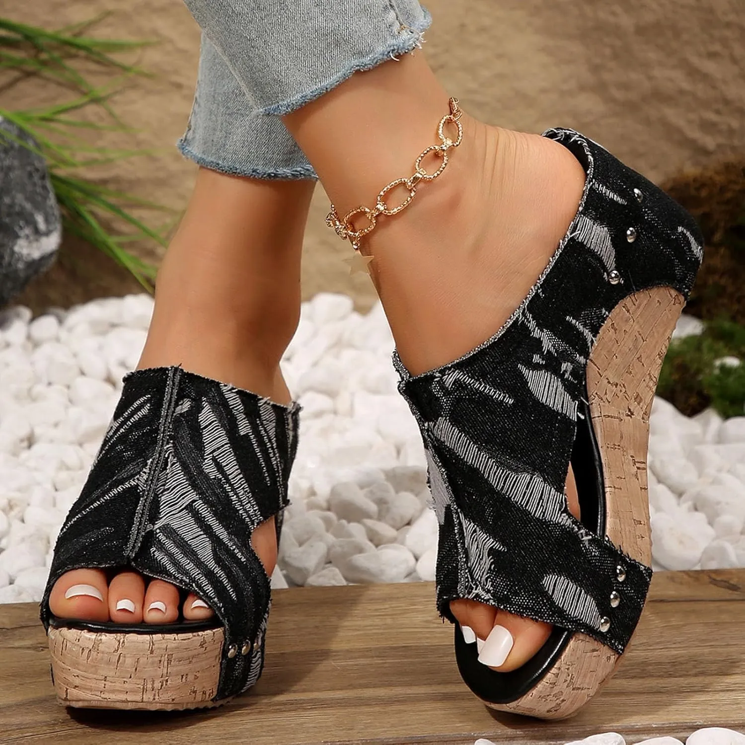 Wedge Sandals for Women 2025,Womens Dressy Summer Platform Sandals,Comfortable Open-Toe Footwear with Ankle Strap Sandals Casual Wedges Heels Cork Walking Strappy Sandals Orthopedic Shoes