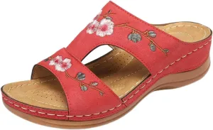 Wedge Sandals for Women Open Toe Hollow Out Slip On Platform Comfortable Flower Summer Casual Walking Shoes Slippers Arch Support Slides Wide Width Beach Breathable Sandal Flip Flops Flat