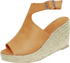 Wedge Sandals for Women Open Toe Orthopedic Casual Platform Espadrilles Summer Casual Dress Shoes Slip on Open Buckle Heels Ankle Strap Outdoor Fashion Sandals